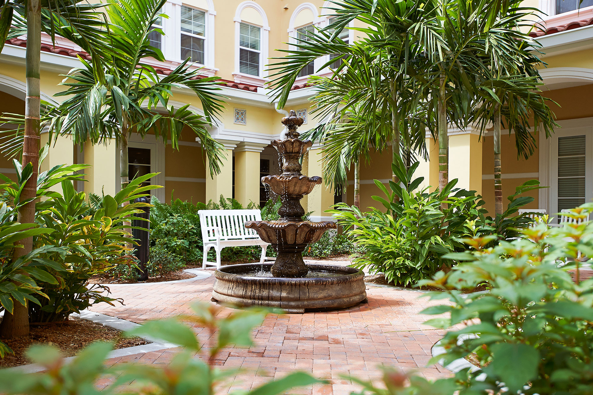 Beautiful fountain in the courtyard at The Terraces at Bonita Springs